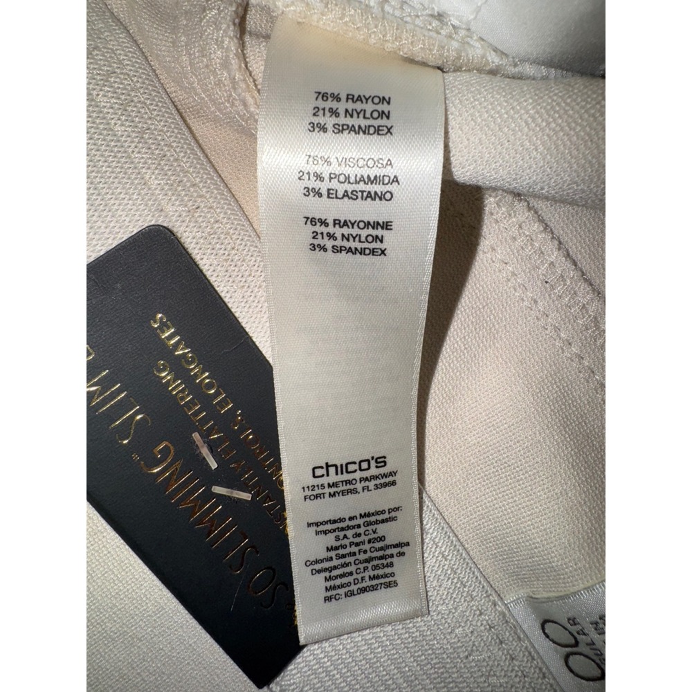 Chicos So Slimming Peyton Slim Leg Pants Cement Beige Size Chico 00 Reg US 2 NEW - Picture 7 of 9